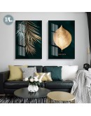 Nordic Abstract Gold leaves Canvas Art Paintings For Living Room Bedroom Porch Posters And Prints Wall Poster Home Decor