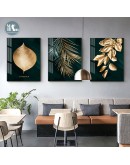 Nordic Abstract Gold leaves Canvas Art Paintings For Living Room Bedroom Porch Posters And Prints Wall Poster Home Decor