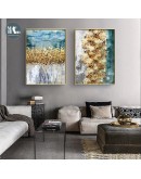 Modern Wall Art Canvas Painting Golden fortune tree Abstract Golden Art Poster Print Wall Picture for Living Room Porch Decor