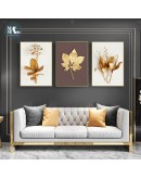 Nordic Golden leaf plant Wall Art Canvas Painting Golden Art Poster Print Wall Picture for Living Room Dinning Room