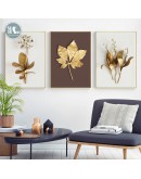 Nordic Golden leaf plant Wall Art Canvas Painting Golden Art Poster Print Wall Picture for Living Room Dinning Room