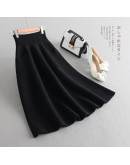  Fall Winter Knitted Skirt for Women High Waisted Double Pocket Midi Sweater Skirts Thick Warm A-Line Faldas Mujer