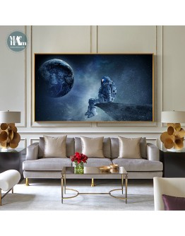 Nordic Space spaceship Wall Art Canvas Painting astronaut modern Art Poster Print Wall Picture for Living Room dining Decor