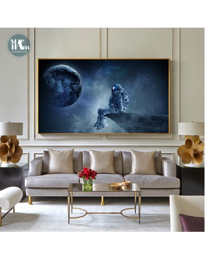 Nordic Space spaceship Wall Art Canvas Painting astronaut modern Art Poster Print Wall Picture for Living Room dining Decor