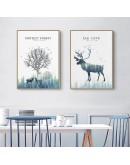 Nordic Abstract Deer Tree canvas painting Wall art Picture for Living Room poster Morden Decoration Picture Unframed Poster