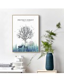 Nordic Abstract Deer Tree canvas painting Wall art Picture for Living Room poster Morden Decoration Picture Unframed Poster