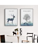 Nordic Abstract Deer Tree canvas painting Wall art Picture for Living Room poster Morden Decoration Picture Unframed Poster