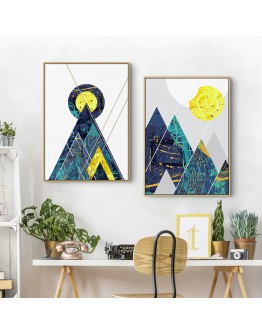 Nordic abstract geometry mountain Wall Art Canvas Poster and Print Canvas Painting Decorative Picture for Living Room Home Decor