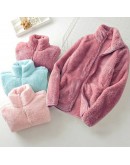 Autumn Winter Warm Coral Fleece Outdoor Fleece Jacket Women Hoodies Coat Plus Size Velvet Thick Double-Sided Plush Cardigan Coat