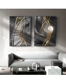 Black White line Wall art  canvas painting posters Abstrac building landscape Pictures for Living Room morden print Nordic Decor