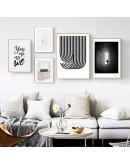 Nordic Abstract line Alphabet black white figures wall art Canvas posters Painting Prints Picture for Living Room Decor NO Frame