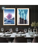 Nordic Canvas Painting Pink Balloon volcano blue smoke Prints Art Posters Prints Landscape Art Wall Picture Living Room Decor