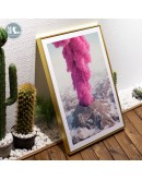 Nordic Canvas Painting Pink Balloon volcano blue smoke Prints Art Posters Prints Landscape Art Wall Picture Living Room Decor