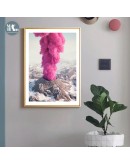 Nordic Canvas Painting Pink Balloon volcano blue smoke Prints Art Posters Prints Landscape Art Wall Picture Living Room Decor