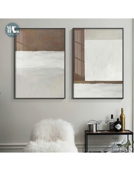 Modern Texture geometric Brown color block Wall Poster Print Canvas Abstract art painting pictures Living Room Home Decor