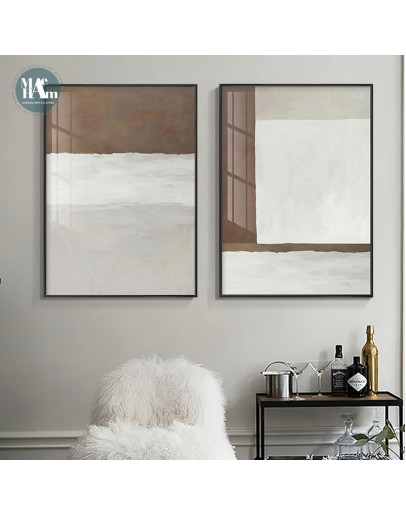 Modern Texture geometric Brown color block Wall Poster Print Canvas Abstract art painting pictures Living Room Home Decor