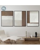 Modern Texture geometric Brown color block Wall Poster Print Canvas Abstract art painting pictures Living Room Home Decor