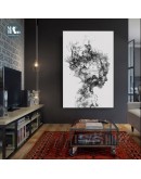 Hand Painted Abstract smoke figures line wall art Canvas Painting Prints Black white Posters for Living Room Minimalist Decor