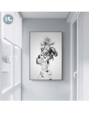 Hand Painted Abstract smoke figures line wall art Canvas Painting Prints Black white Posters for Living Room Minimalist Decor