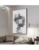 Hand Painted Abstract smoke figures line wall art Canvas Painting Prints Black white Posters for Living Room Minimalist Decor