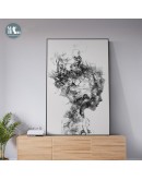 Hand Painted Abstract smoke figures line wall art Canvas Painting Prints Black white Posters for Living Room Minimalist Decor