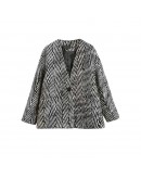  Autumn Winter Houndstooth Wool Jacket Coat  Streetwear Outerwear Coats Loose Oversized Abrigos Para Mujer