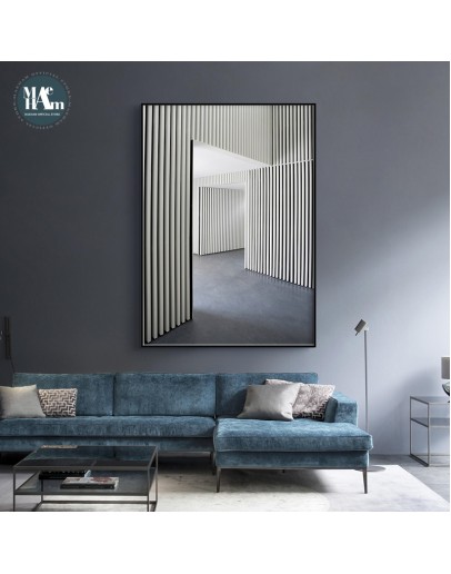 Minimalist Black and white building geometric lines Picture Wall Poster Modern Style Canvas Print Painting Art Living Room Decor