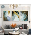 Modern Wall Art Canvas Painting Golden Foil Canvas Abstract Green Art Poster Print Wall Picture for Living Room Porch Decor