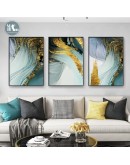 Modern Wall Art Canvas Painting Golden Foil Canvas Abstract Green Art Poster Print Wall Picture for Living Room Porch Decor