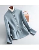 Autumn Winter Women Jackets Wool Coats Solid Single Breasted Ladies Blends Coat Womens Plus Size Overcoat Elegant Blue Clothes