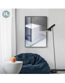 Modern Abstract Geometric Space black white Wall Poster Print Blue figures Canvas Painting Art pictures Living Room Home Decor