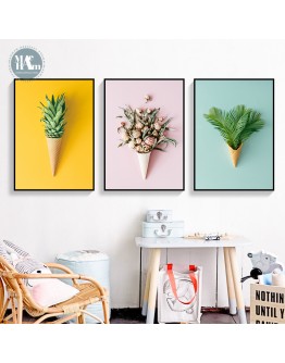 Nordic Poster Floral Leaf Pineapple Wall Art Canvas Painting Botanical Posters and Prints Wall Pictures for Living Room