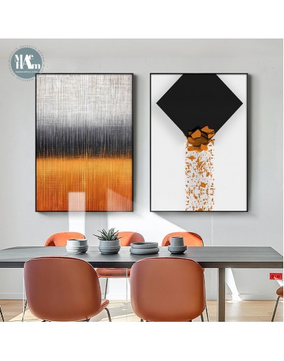 Abstract Geometric light and shadow orange art Wall Poster Print Canvas Painting Art Living Room Decoration Pictures Home Decor