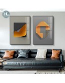 Abstract Geometric light and shadow orange art Wall Poster Print Canvas Painting Art Living Room Decoration Pictures Home Decor