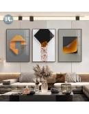 Abstract Geometric light and shadow orange art Wall Poster Print Canvas Painting Art Living Room Decoration Pictures Home Decor