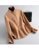 Autumn Winter Women Jackets Wool Coats Solid Single Breasted Ladies Blends Coat Womens Plus Size Overcoat Elegant Blue Clothes