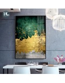 Modern Wall Art Golden Canvas Painting Abstract Emerald gold foil Art Poster Print Wall Picture for Living Room Porch Decor