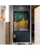 Modern Wall Art Golden Canvas Painting Abstract Emerald gold foil Art Poster Print Wall Picture for Living Room Porch Decor