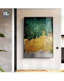 Modern Wall Art Golden Canvas Painting Abstract Emerald gold foil Art Poster Print Wall Picture for Living Room Porch Decor