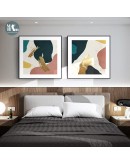 Abstract geometric Morandi color Canvas Print Paintings gold foil Poster Wall Art Pictures on Canvas Living Room Home Decor