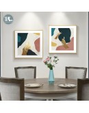 Abstract geometric Morandi color Canvas Print Paintings gold foil Poster Wall Art Pictures on Canvas Living Room Home Decor