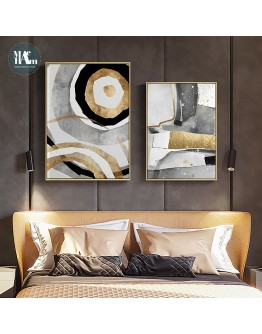 Nordic Abstract geometric Wall Art Canvas Painting ink gold foil Poster Print Wall Picture for Living Room home Decor