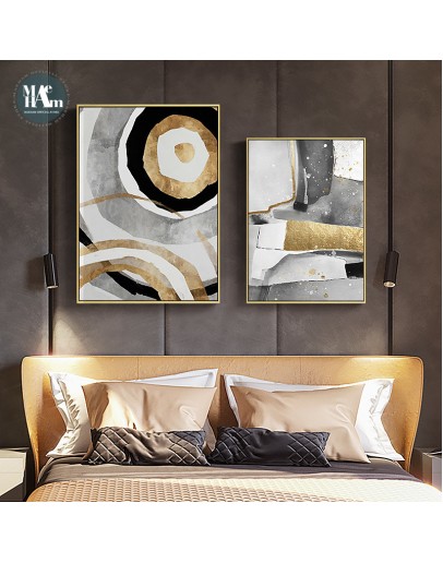 Nordic Abstract geometric Wall Art Canvas Painting ink gold foil Poster Print Wall Picture for Living Room home Decor