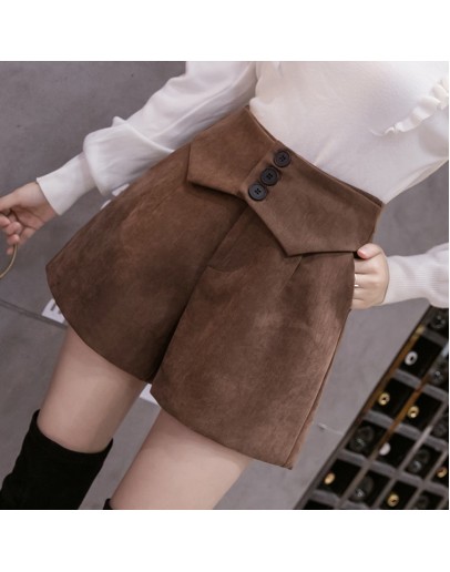 Autumn Winter Woolen Shorts Women  High Waist Wide Leg Booty Short Pants Ladies Black Biker Snack Ropa de Mujer