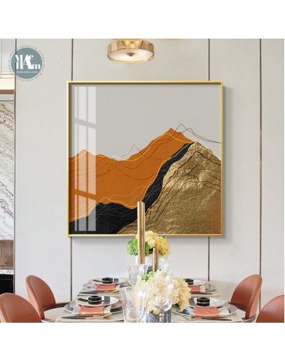 Light  Morden Golden mountain wall art Canvas HD Prints Posters H-orange Wall Pictures for living room dinner room decor