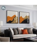 Light  Morden Golden mountain wall art Canvas HD Prints Posters H-orange Wall Pictures for living room dinner room decor