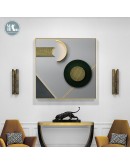 Geometric line round gold leaf wall art Canvas HD Prints Posters Abstract Wall Pictures for living room Morden decor Nordic