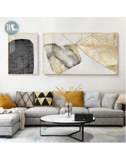 Abstract golden geometric stone lines texture wall art Canvas Painting Prints Posters wall Picture for Living Room bedroom Decor