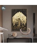 Abstract gold foil texture Canvas Print Paintings gold money tree Poster Nordic Wall Art Pictures  Living Room Home Decor