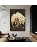 Abstract gold foil texture Canvas Print Paintings gold money tree Poster Nordic Wall Art Pictures  Living Room Home Decor